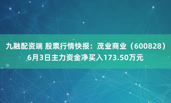 九融配资端 股票行情快报：茂业商业（600828）6月3日主力资金净买入173.50万元